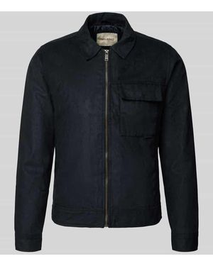 Blend Jacke in Leder-Optik mit Brusttasche Modell 'HELGER' - Blau