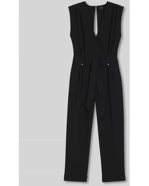 BOSS Regular Fit Jumpsuit mit Plissees - Schwarz