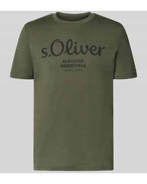 S.oliver Regular Fit T-Shirt aus reiner Baumwolle Modell 'BASIC TEE BIG LOGO' - Grün