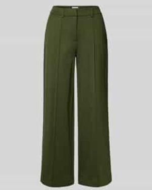 Ichi Wide Leg Stoffen Broek Met Vaste Persplooien, Model 'Kate' - Groen