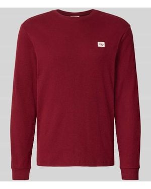 Calvin Klein Longsleeve mit Strukturmuster - Rot