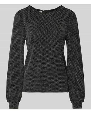 ONLY Regular Fit Langarmshirt mit auffälligem Metallic Allover-Muster Modell 'CAROL' - Schwarz