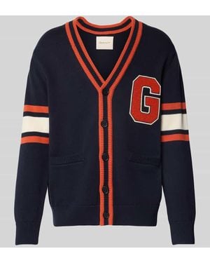 GANT Strickjacke mit V-Ausschnitt und Eingrifftaschen - Blau