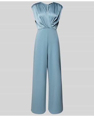 Zero Jumpsuit mit V-Ausschnitt und gelegten Falten - Blau