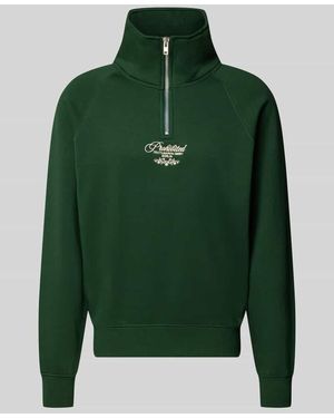 Prohibited Sweatshirt mit Stehkragen und Reißverschluss - Grün