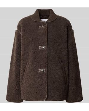 Comma, Jacke aus Viskose-Mix mit Stehkragen und Knopfleiste - Braun