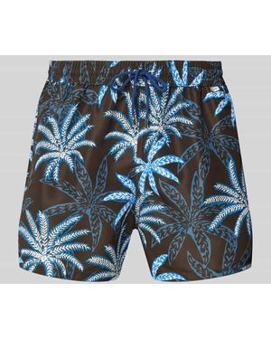 Paul Smith Badehose mit Label-Detail Modell 'PALMS' - Blau