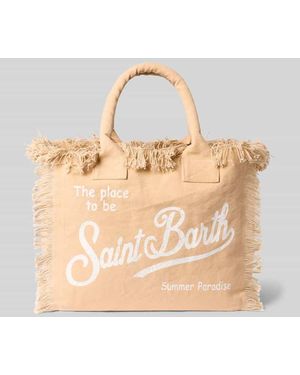 MC2 Saint Barth Shopper mit Label-Print und Fransen Modell 'VANITY' - Natur
