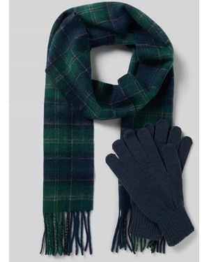 Barbour Schal mit Fransen im 2-teiligen Set - Blau