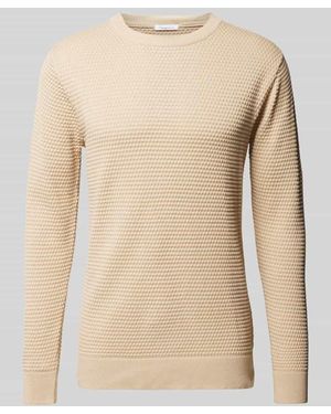 Knowledge Cotton Strickpullover Mit Strukturmuster Modell 'Vagn' - Natur
