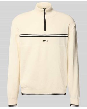 BOSS Regular Fit Troyer aus Baumwoll-Mix Modell 'ZONE' - Natur