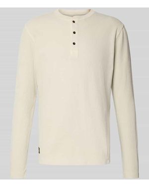 Superdry Longsleeve mit Strukturmuster und Knopfleiste - Natur