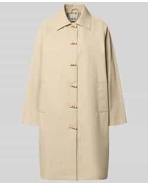 Ichi Lange Jas Met Platte Kraag En Steekzakken Model 'Gezav' - Naturel