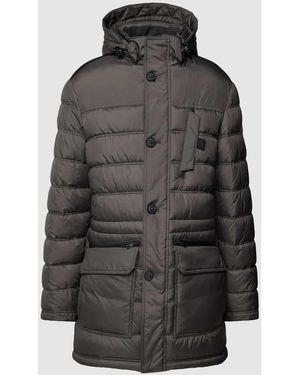 Bugatti Steppjacke mit Kapuze und Pattentaschen - Schwarz