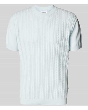 Lindbergh T-Shirt in Strick-Optik mit Zopfmuster - Blau