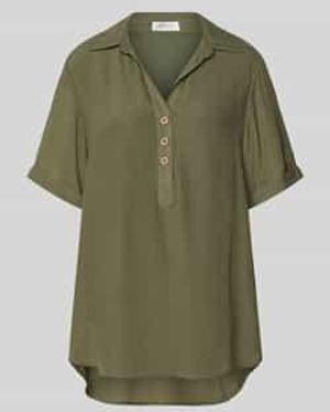Apricot Relaxed Fit Blouse Van Viscosemix Met Platte Kraag - Groen