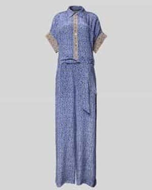 Lolly's Laundry Jumpsuit Van Viscose Met Strikceintuur - Blauw