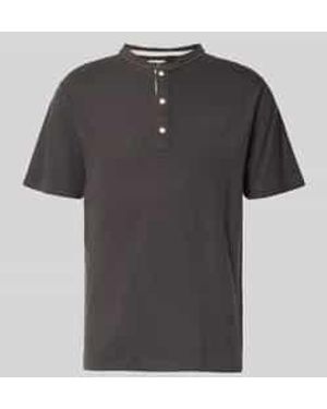Superdry T-Shirt Met Korte Knoopsluiting - Zwart