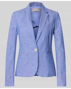 christian berg Regular Fit Blazer Van Linnenmix Met Paspelzakken - Blauw