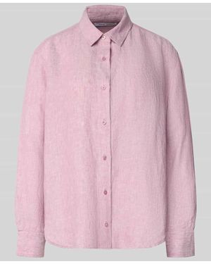 Samsøe & Samsøe Regular Fit Leinenbluse mit Knopfleiste - Pink