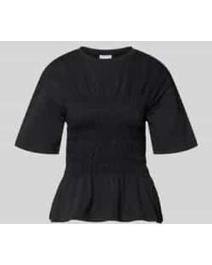 Jake*s T-Shirt Met Smokdetails En Ronde Hals - Zwart