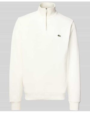 Lacoste Regular Fit Troyer aus reiner Baumwolle - Weiß
