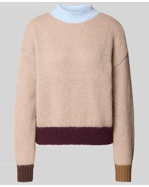 ONLY Relaxed Fit Pullover mit Color-Blocking - Natur