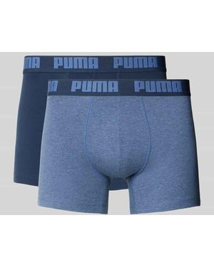 PUMA Slim Fit Boxershorts aus Baumwoll-Mix im 2er-Pack Modell 'EVERDAY' - Blau