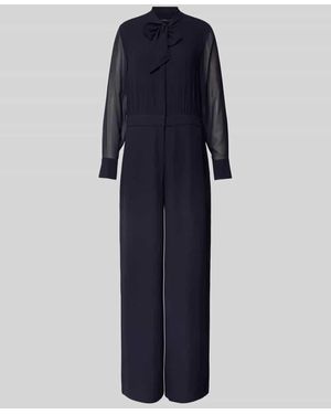 Comma, Jumpsuit Mit Semitransparenten Ärmeln - Blau