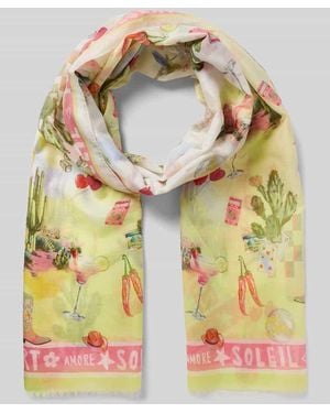 Marc Cain Schal mit Seiden-Muster und Allover-Muster - Gelb