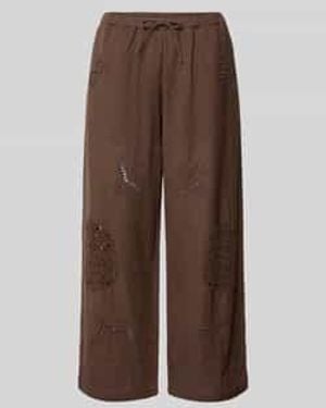 Jake*s Culotte Met Ajourwerk En Steekzakken - Bruin