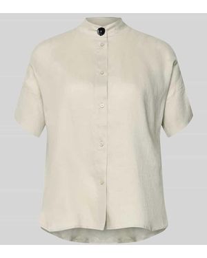 ARMANI EXCHANGE Regular Fit Bluse mit Stehkragen und Knopfleiste - Natur