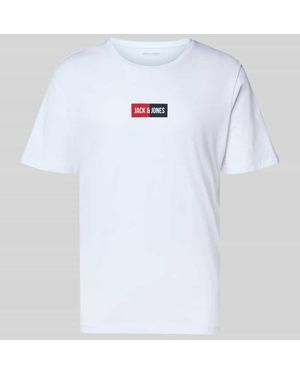 Jack & Jones T-Shirt mit Label-Print und Rundhalsausschnitt - Weiß