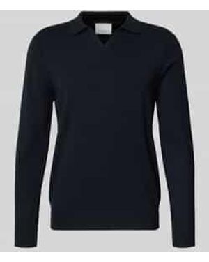 Profuomo Slim Fit Poloshirt Met V-Hals - Blauw