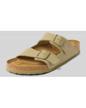 Birkenstock Slides aus Leder mit Dornschließe Modell 'Arizona' - Natur