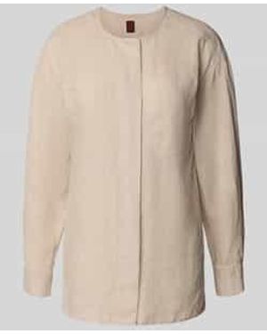 Stefanel Regular Fit Linnen Blouse Met Borstzakken - Naturel