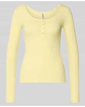 Pieces Slim Fit Shirt Met Lange Mouwen Van Katoenmix, Model 'Kitte' - Geel