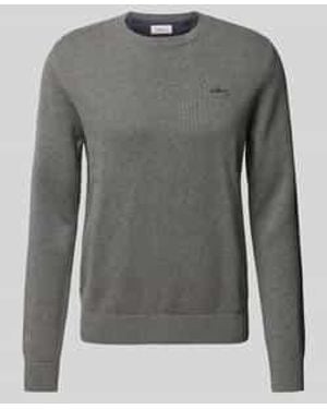 S.oliver Regular Fit Gebreide Pullover Van Puur Katoen Met Labelstitching - Grijs