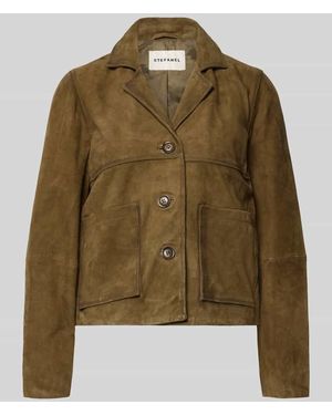 Stefanel Lederblazer mit aufgesetzten Eingrifftaschen - Grün