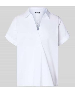 Joop! Regular Fit Bluse mit V-Ausschnitt Modell 'Basilia' - Weiß