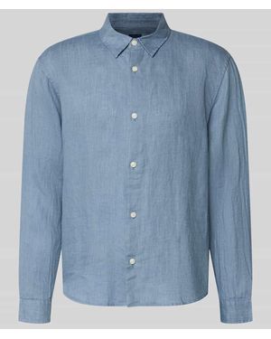 Gap Regular Fit Leinenhemd mit Kentkragen - Blau