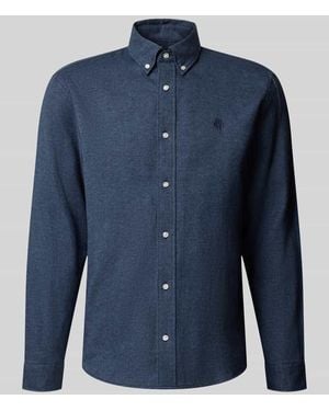Mcneal Regular Fit Freizeithemd aus reiner Baumwolle mit Label-Stitching - Blau