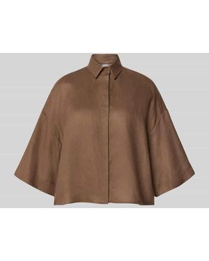 MM by Max Mara Boxy Fit Leinenbluse mit 3/4-Arm Modell 'RITO' - Braun