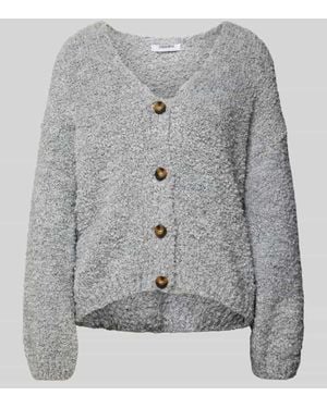 ZABAIONE Strickjacke Mit Gerippten Abschlüssen - Grau