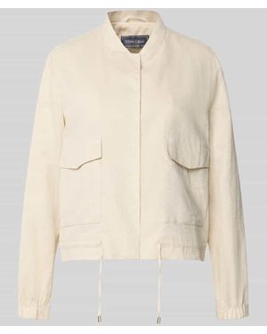 White Label Regular Fit Jacke aus Leinen-Mix mit Stehkragen - Natur