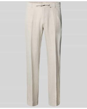 SELECTED Regular Fit Leinenhose mit Bügelfalten Modell 'LEROY' - Natur