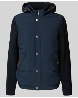 Bugatti Regular Fit Strickjacke mit Kapuze - Blau