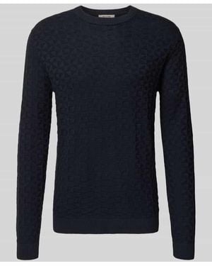 Only & Sons Regular Fit Strickpullover mit Strukturmuster Modell 'KALLE' - Blau