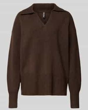 Pieces Regular Fit Gebreide Pullover Met Wol, Model 'Malou' - Bruin