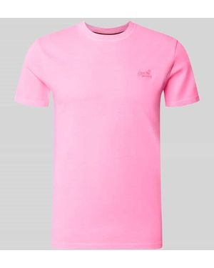 Superdry T-Shirt mit Rundhalsausschnitt und Label-Stitching - Pink